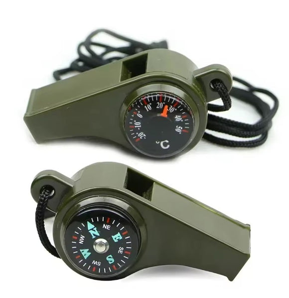 Whistle 3 IN 1 compass, thermometer, survival, emergency orienteering