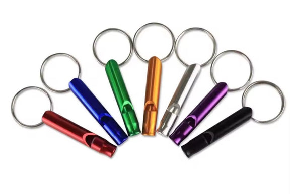 Anodized  aluminum  whistle Keyring, compact,  7 Colours to chose from